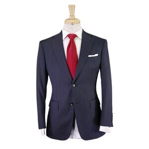 Paul Stuart Steel Blue Gray Striped 2-Btn Wool Suit 36S